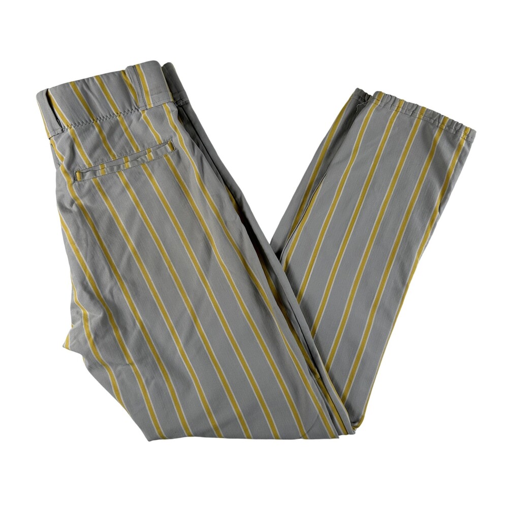 Vintage Powers Pants Mens 33x33 Stripe Baseball Elastic Waist Tapered Retro USA